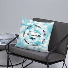 Load image into Gallery viewer, Blue Tie Dye Pillow with Feathers Gabby Petito Foundation