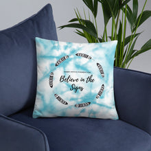 Load image into Gallery viewer, Blue Tie Dye Pillow with Feathers Gabby Petito Foundation
