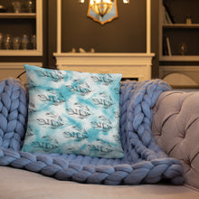 Load image into Gallery viewer, Blue Tie Dye Pillow with Feathers Gabby Petito Foundation