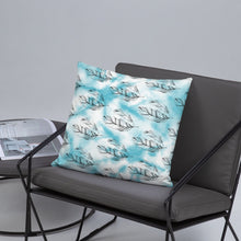 Load image into Gallery viewer, Blue Tie Dye Pillow with Feathers Gabby Petito Foundation