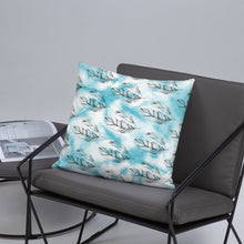 Load image into Gallery viewer, Blue Tie Dye Pillow with Feathers Gabby Petito Foundation

