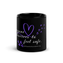 Load image into Gallery viewer, Everyone deserves to be safe - Black Glossy Mug
