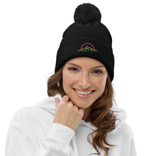Load image into Gallery viewer, Pom pom Beanie Pink &amp; Green GPF Logo
