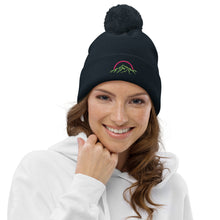 Load image into Gallery viewer, Pom pom Beanie Pink &amp; Green GPF Logo
