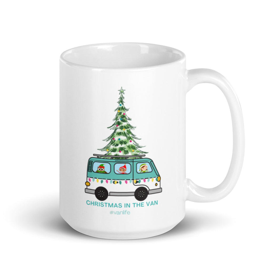 Christmas in the Van Large White Glossy Mug